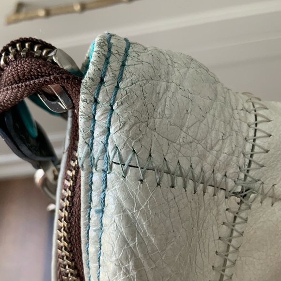 Vintage Y2K 90’S Square Patch Medium Leather White Snap Purse Bag Made in Italy - Picture 13 of 16